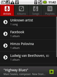Press the required category.Go to the required audio file or playlist.
