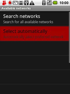 After a moment the phone searches for networks within range.Press Select automatically.