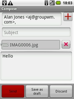 Write subject and text for your email message.Press Send.