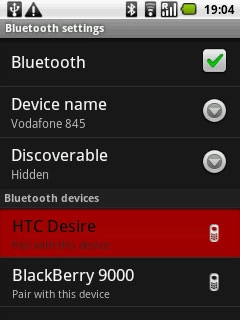 Press the required Bluetooth device.