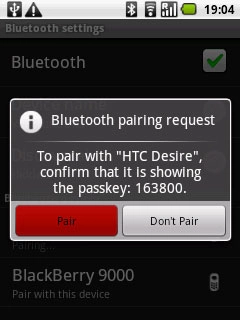 Check that the same access code is displayed on both devices and press Pair.