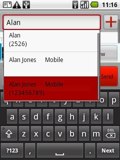 A picture message containing the picture or video clip is created.Key in the first letters of the required contact.Matching contacts are displayed.Press the required contact.