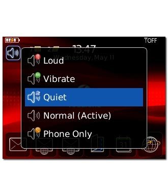 To activate silent mode:Scroll to Quiet and press the Navigation key.