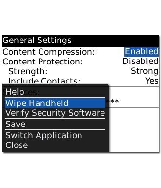 Scroll to Wipe Handheld and press the Navigation key.