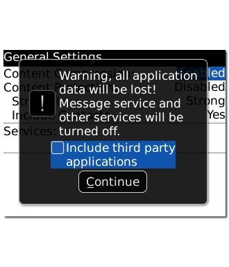 Highlight Include third party applications and press the Navigation key.