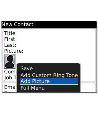 Scroll to Add Picture and press the Navigation key.