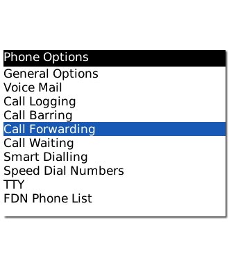Scroll to Call Forwarding and press the Navigation key.