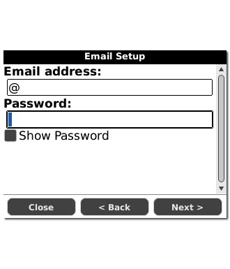 Highlight the field below Password and key in the password for your email account.