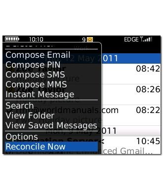 Scroll to Reconcile Now and press the Navigation key.