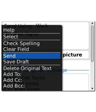 Scroll to Send and press the Navigation key.