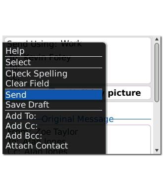 Scroll to Send and press the Navigation key.