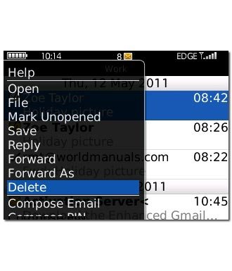Scroll to Delete and press the Navigation key.