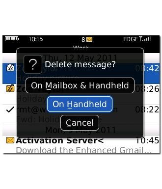 To keep a copy on the server:Scroll to On Handheld and press the Navigation key.
