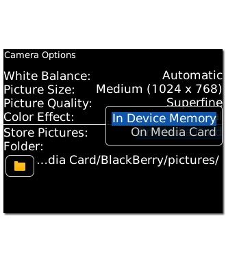 Highlight In Device Memory or On Media Card and press the Navigation key.