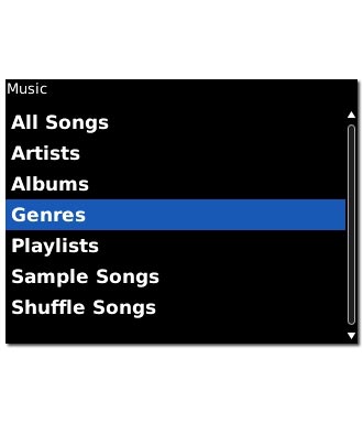Highlight the required category and press the Navigation key.