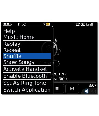 Highlight Shuffle and press the Navigation key.