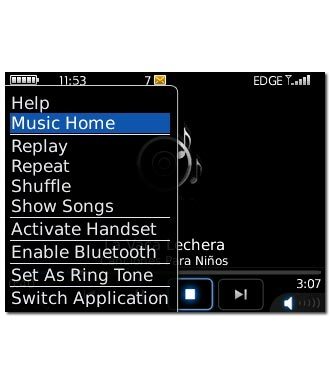Scroll to Music Home and press the Navigation key.