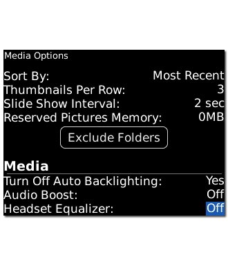 Highlight the drop down list next to Headset Equalizer and press the Navigation key.