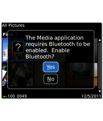 If Bluetooth is deactivated:Scroll to Yes and press the Navigation key to activate Bluetooth.