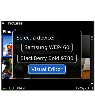 Highlight the required device and press the Navigation key.The transfer of the file needs to be accepted at the receiving end.The file is sent.