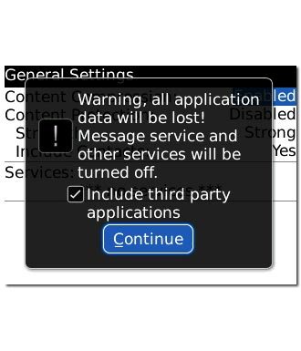 Scroll to Continue and press the Navigation key.