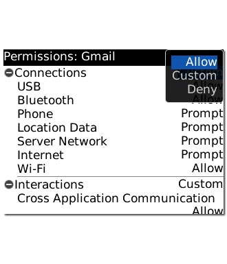 Scroll to Allow and press the Navigation key.