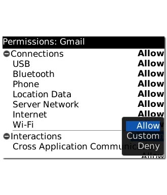 Scroll to Allow and press the Navigation key.