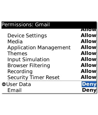 Highlight the drop down list next to User Data and press the Navigation key.