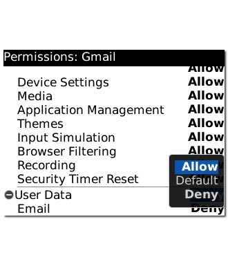 Scroll to Allow and press the Navigation key.
