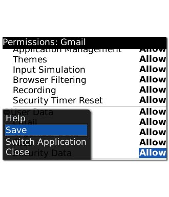 Scroll to Save and press the Navigation key.Gmail is downloaded and installed.