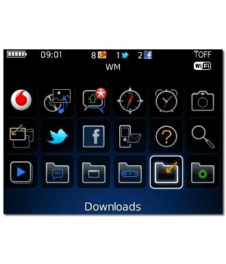 Scroll to Downloads and press the Navigation key.