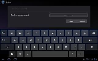 If the lock code is a password:Key in the current lock code and press Continue.