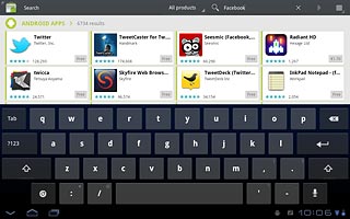 Key in Facebook and press arrow right.