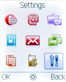 Scroll to Settings and press the Navigation key.