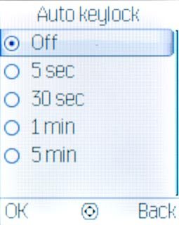 Highlight Off or the required period and press the Navigation key.