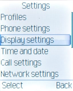 Scroll to Display settings and press the Navigation key.
