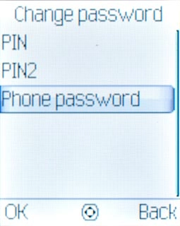 Scroll to Phone password and press the Navigation key.