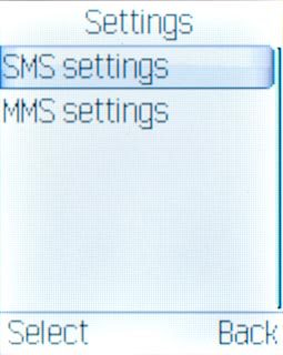 Scroll to SMS settings and press the Navigation key.