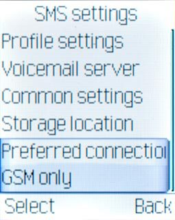 Scroll to Preferred connection and press the Navigation key.