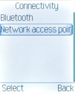 Scroll to Network access point and press the Navigation key.