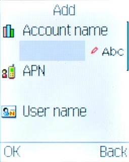 Highlight the field below Account name and key in Vodafone Mail