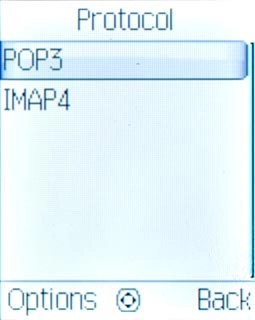 Scroll to POP3 and press the Navigation key.