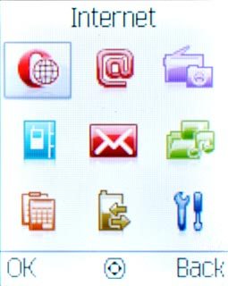 Scroll to Internet and press the Navigation key.