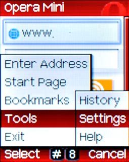 Scroll to Settings and press the Navigation key.