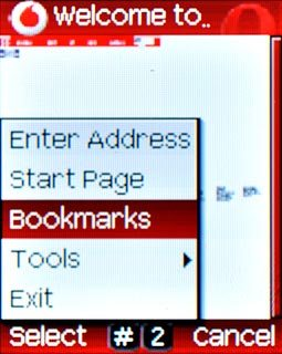Scroll to Bookmarks and press the Navigation key.
