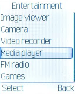 Scroll to Media player and press the Navigation key.