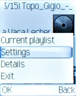 Scroll to Settings and press the Navigation key.