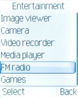 Scroll to FM radio and press the Navigation key.