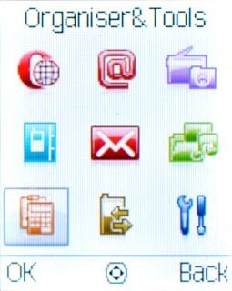 Scroll to Organiser & Tools and press the Navigation key.