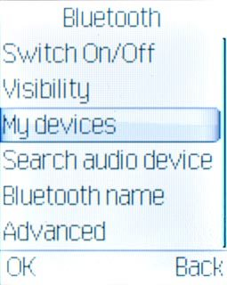 Scroll to My devices and press the Navigation key.